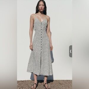 Zara Black & White Floral Midi Dress | Spring Summer | Size S